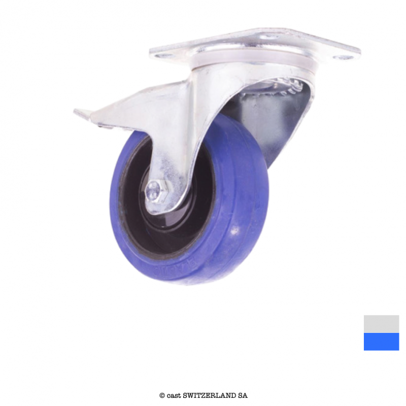 BlueWheel ROULEAU PIVOTANTE freinée 80-35, 130kg | argent bleu