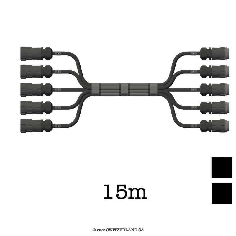 MULTILOCK Superflex faisceau 5x, Contact à souder 18G2.5, 15m | noir