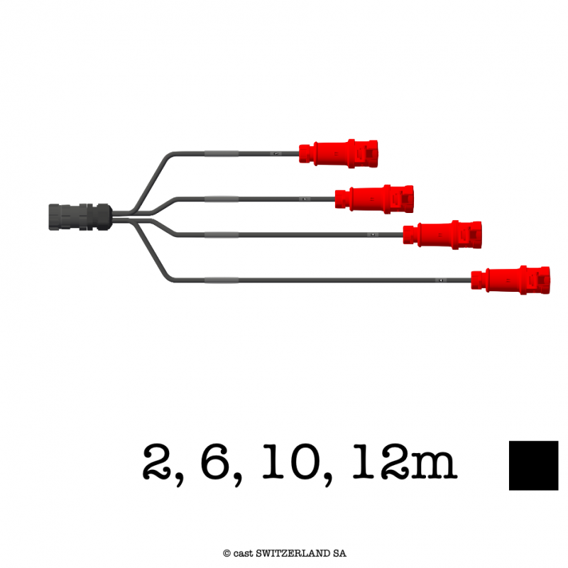 ADAPTATEUR MULTILOCK Male » 04x décalé CEE 16-4 Mennekes, Contact à sertir 04 x H07RN-F 4G2.5, 2, 6, 10, 12m | noir