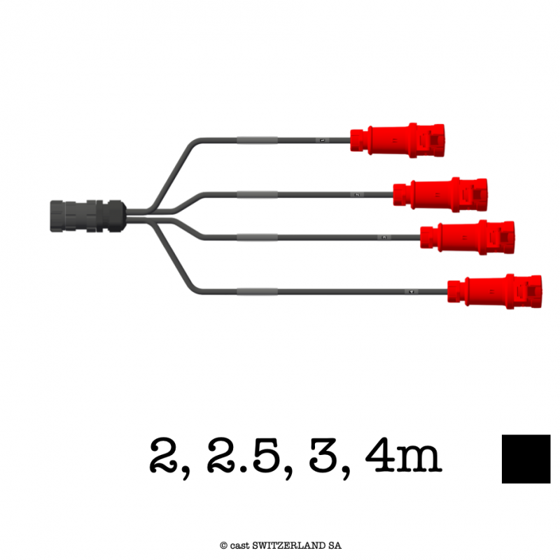 ADAPTATEUR MULTILOCK Male » 04x décalé CEE 16-4 Mennekes, Contact à sertir 04 x H07RN-F 4G2.5, 2, 2.5, 3, 4m | noir