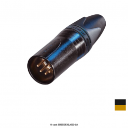 XLR5 Fiche de câble mâle NC5MXX-B, Contact à souder | chrome-noir, doré