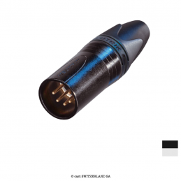 XLR5 Fiche de câble mâle NC5MXX-BAG, Contact à souder | chrome-noir, argenté
