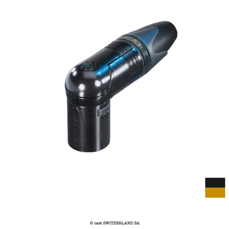 XLR8+2 Kabelstecker 90° NC10MRX-14-B, Lötkontakt | chrom-schwarz, vergoldet