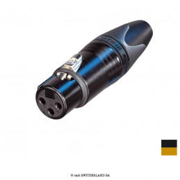 XLR3 Prise de câble femâle NC3FXX-B, Contact à souder | chrome-noir, doré