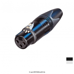 XLR3 Prise de câble femâle NC3FXX-BAG, Contact à souder | chrome-noir, argenté