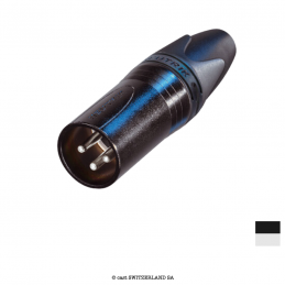 XLR3 Fiche de câble mâle NC3MXX-BAG, Contact à souder | chrome-noir, argenté