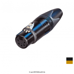 XLR5 Prise de câble femâle NC5FXX-B, Contact à souder | chrome-noir, doré