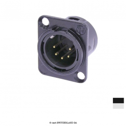 XLR5 Einbaustecker NC5MD-L-BAG-1, Lötkontakt | chrom-schwarz, versilbert