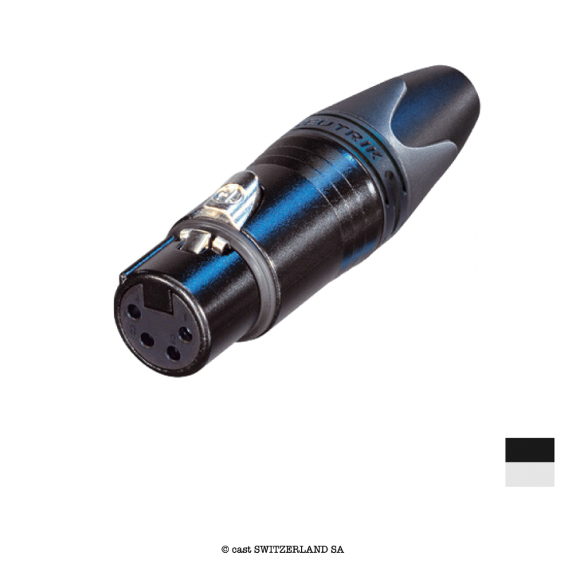 XLR4 Prise de câble femâle NC4FXX-BAG, Contact à souder | chrome-noir, argenté