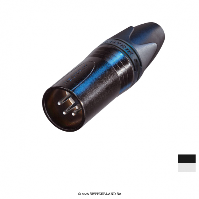XLR4 Fiche de câble mâle NC4MXX-BAG, Contact à souder | chrome-noir, argenté