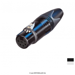 XLR6 Prise de câble femâle NC6FXX-BAG, Contact à souder | chrome-noir, argenté