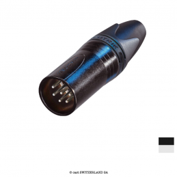 XLR6 Fiche de câble mâle NC6MXX-BAG, Contact à souder | chrome-noir, argenté