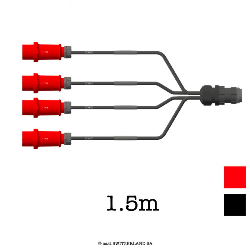 SPIDER 04x CEE 16-4 Mennekes » TOURMATE Female, Crimpkontakt 04 x H07RN-F 4G1.5, 1.5m | schwarz