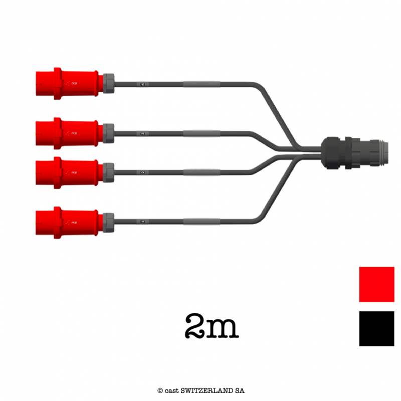 SPIDER 04x CEE 16-4 Mennekes » TOURMATE Female, Crimpkontakt 04 x H07RN-F 4G2.5, 2m | schwarz