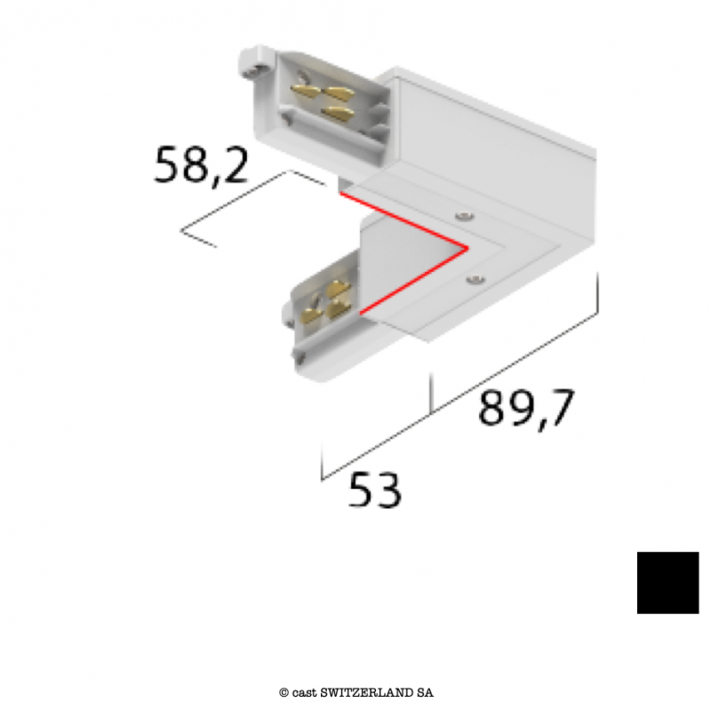 onetrack 3~ L-VERBINDER mit Daten, innen | schwarz