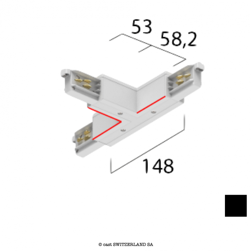 onetrack 3~ T-VERBINDER mit Daten, innen rechts | schwarz