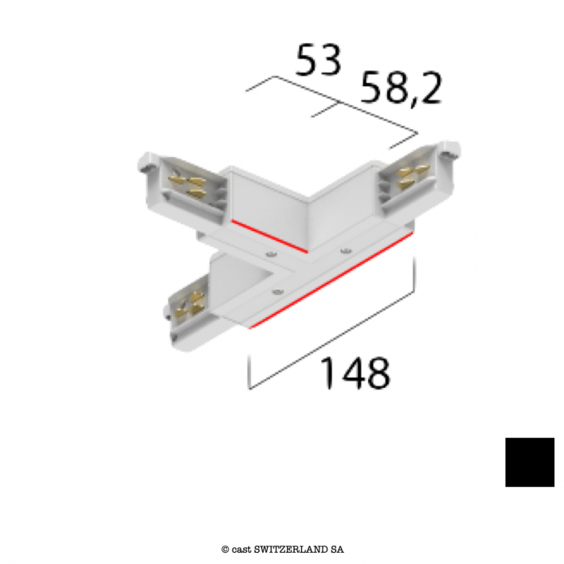 onetrack 3~ T-VERBINDER mit Daten, außen links | schwarz