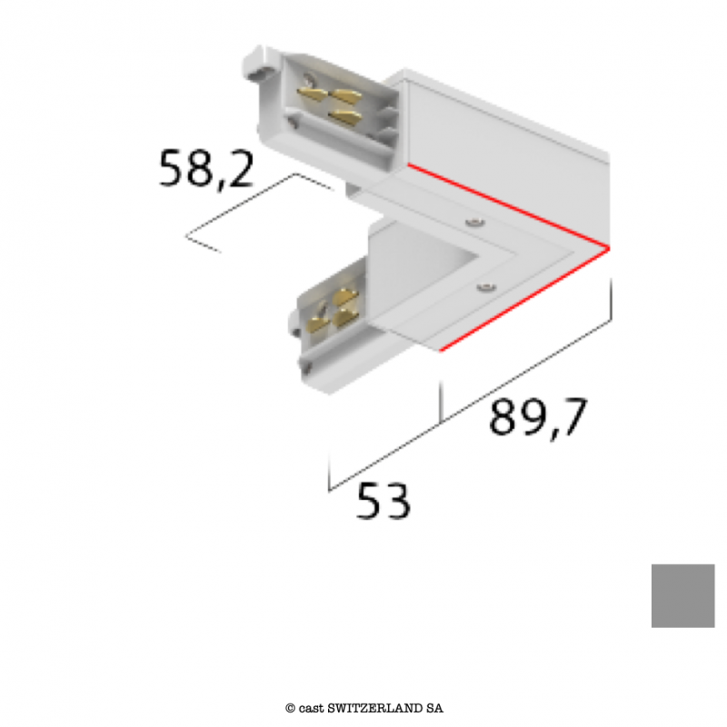 onetrack 3~ L-VERBINDER mit Daten, außen | grau RAL 7035