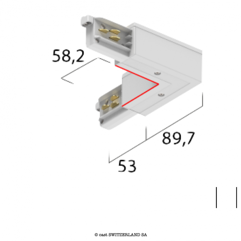 onetrack 3~ L-VERBINDER mit Daten, innen | weiss