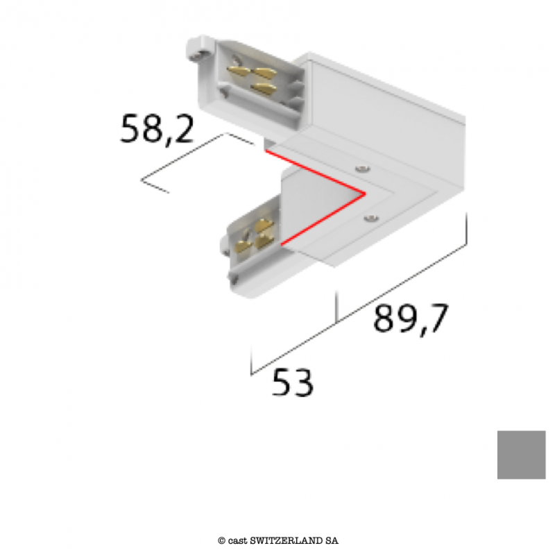 onetrack 3~ L-VERBINDER mit Daten, innen | grau RAL 7035