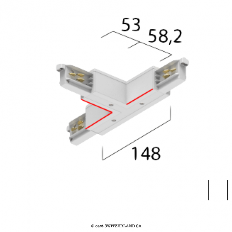 onetrack 3~ T-VERBINDER mit Daten, innen rechts | weiss