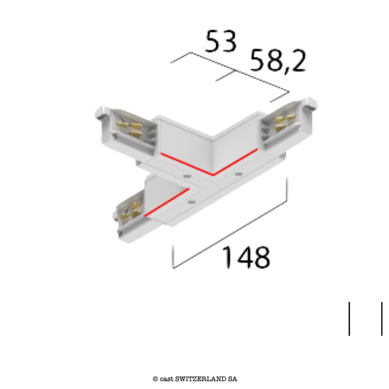 onetrack 3~ T-VERBINDER mit Daten, innen links | weiss