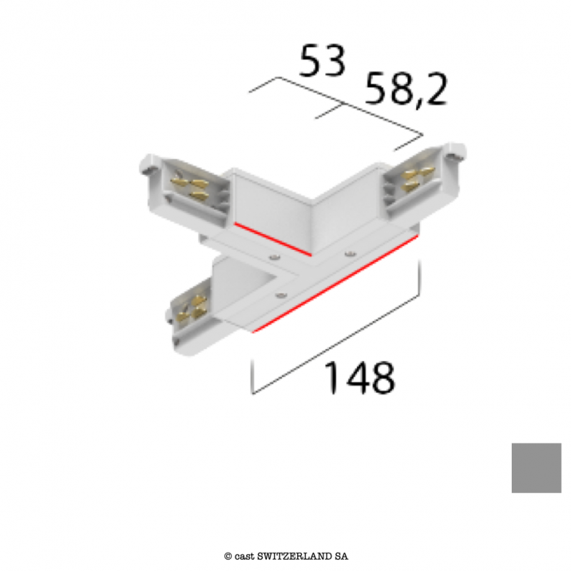 onetrack 3~ T-VERBINDER mit Daten, außen links | grau RAL 7035