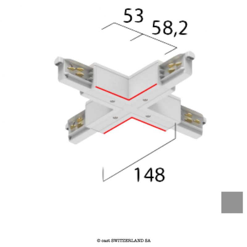 onetrack 3~ X-VERBINDER mit Daten | grau RAL 7035